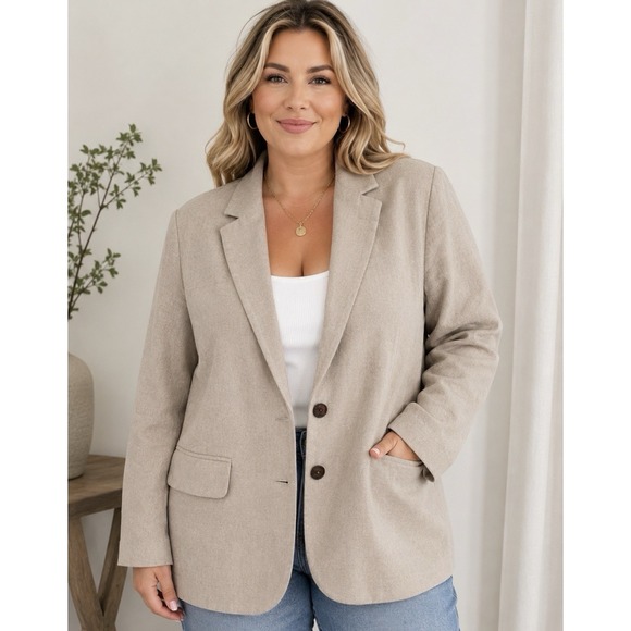 a new day Pants - Linen Women's Spring Blazer - A New Day Tan L NWT